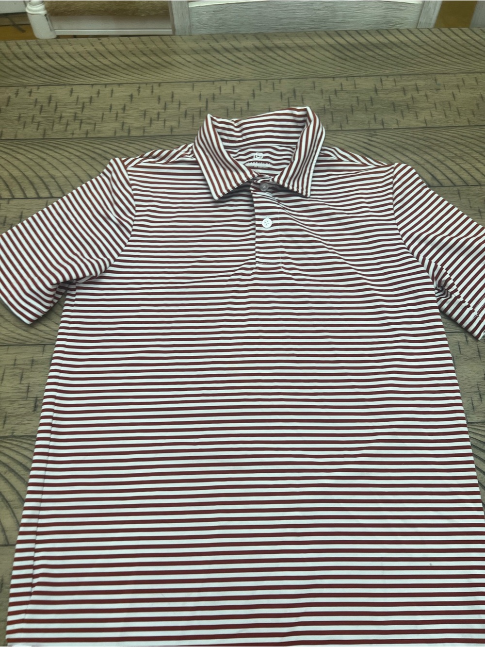 Youth Boy’s Class Club Maroon and White Striped Polo Golf Shirt